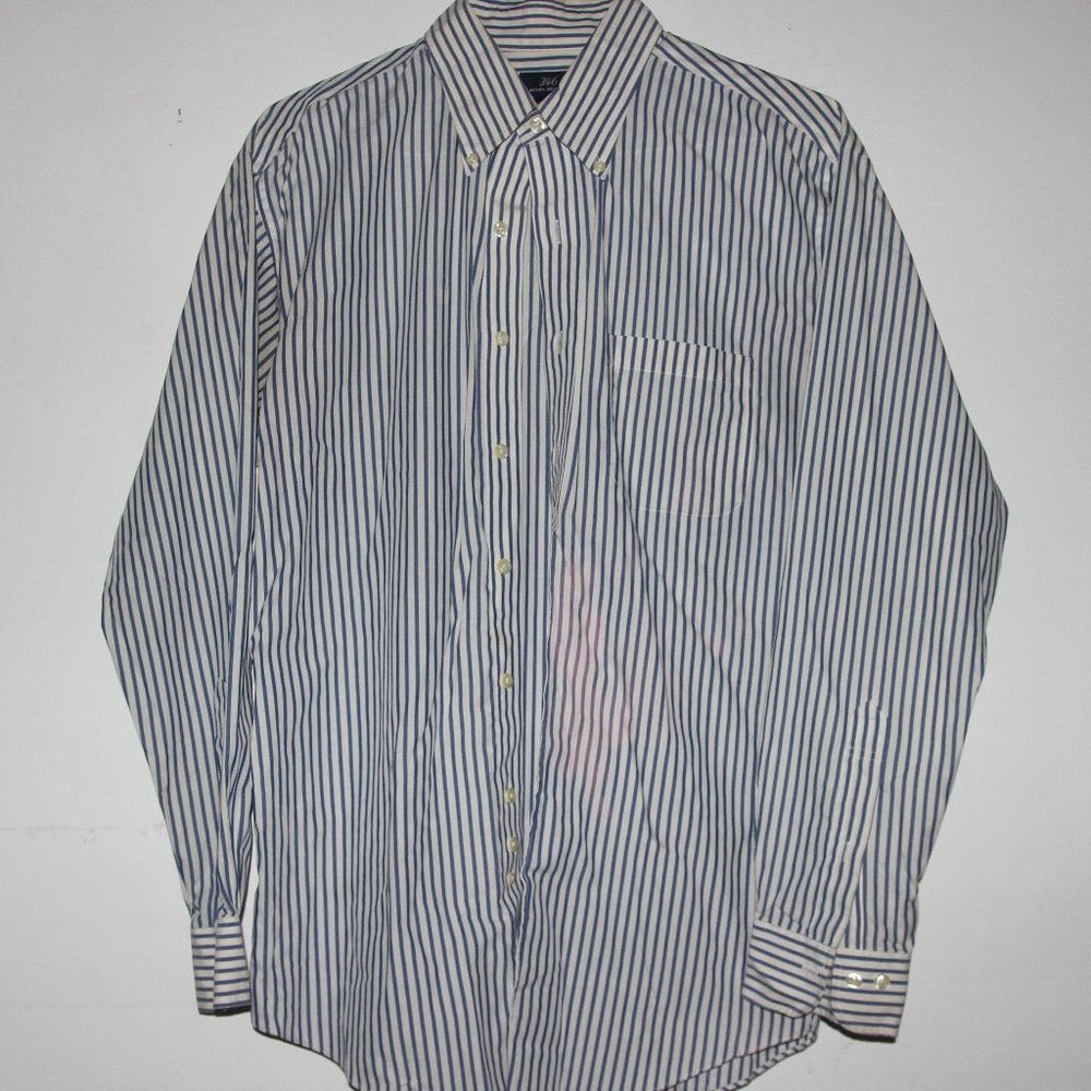 Brooks Brothers Blue and White Striped Button Down Dress Shirt